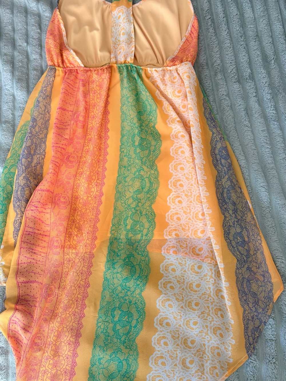 Vintage Mystic Y2K Colorful Lace Print Dress Size L Made in USA
